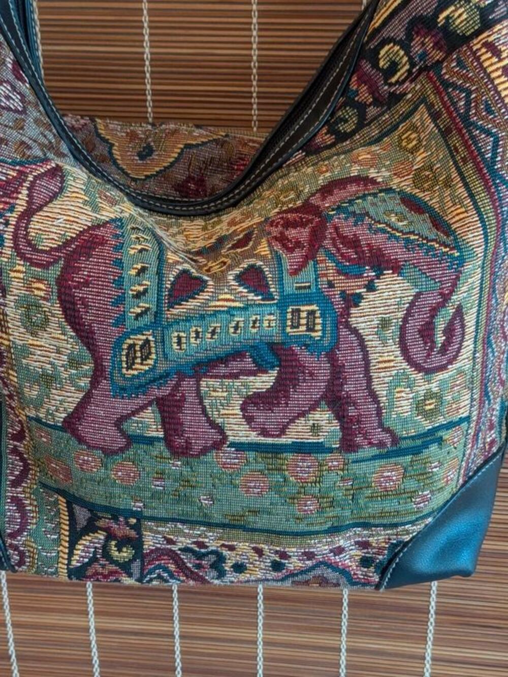 Vtg Tapestry Elephant Shoulder Bag St. Johns Bay Grandmacore Boho Vintage Y2K